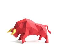 Yona DIY Taureau Rouge, Papercraft kit, Taureau de Papier, Décoration，Décoration d'intérieur, trophée de Papier, Cadeau,Origami 3D, Bricolage en Papier, kit de bricolaje, Puzzle 3D.
