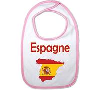 YONACREA - Bavoir Bébé - Carte Espagne avec son Drapeau (ROSE)