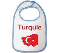 Yonacrea - Bavoir Bébé - Carte Turquie avec son Drapeau (ROSE)