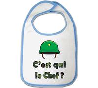 Yonacrea - Bavoir Bébé - C'est qui le Chef ? - Humour (BLEU)