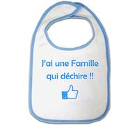 Yonacrea - Bavoir Bébé - J'ai une Famille qui déchire !! (BLEU)