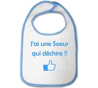 Yonacrea - Bavoir Bébé - J'ai une Soeur qui déchire !! (ROSE)
