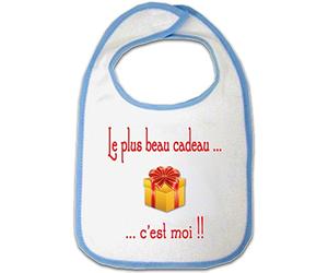 Yonacrea - Bavoir Bébé - Le plus beau cadeau c'est moi (BLEU)