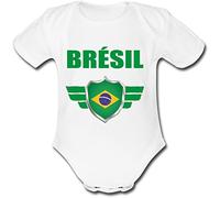 YONACREA - Body Bébé Manches Courtes - BRÉSIL - COUPE DU MONDE DE FOOTBALL 2018-18 mois