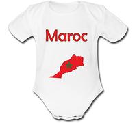 YONACREA - Body Bébé Manches Courtes - Carte Maroc avec son Drapeau - 3 Mois