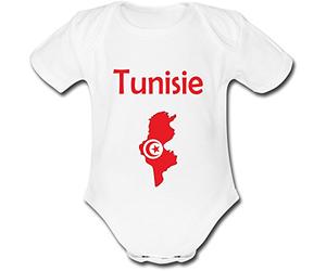 YONACREA - Body Bébé Manches Courtes - Carte Tunisie avec son Drapeau - 18 Mois