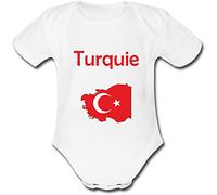 YONACREA - Body Bébé Manches Courtes - Carte Turquie avec son Drapeau