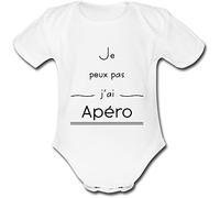 YONACREA - Body Bébé Manches Courtes - Je peux pas j'ai Apéro - 3 mois