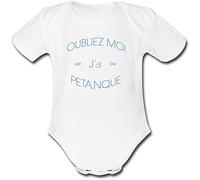 YONACREA - Body Bébé Manches Courtes - Oubliez moi j'ai PETANQUE - 12 mois - BLEU
