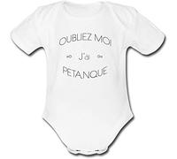 YONACREA - Body Bébé Manches Courtes - Oubliez moi j'ai PETANQUE - 3 mois - NOIR