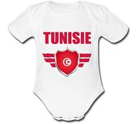 YONACREA - Body Bébé Manches Courtes - TUNISIE - COUPE DU MONDE DE FOOTBALL 2018 - Prénom personnalisé - Personnalisable en ligne - 12 mois