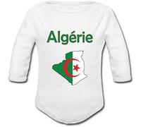 YONACREA - Body Bébé Manches Longues - Carte Algérie avec son Drapeau - 6 Mois