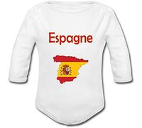 YONACREA - Body Bébé Manches Longues - Carte Espagne avec son Drapeau