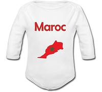 YONACREA - Body Bébé Manches Longues - Carte Maroc avec son Drapeau - 6 Mois