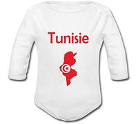 YONACREA - Body Bébé Manches Longues - Carte Tunisie avec son Drapeau - 3 Mois