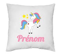 YONACREA - Coussin 40x40cm - Licorne Cheval - Personnalisable avec Le prénom de Votre Choix (sans Garnissage)