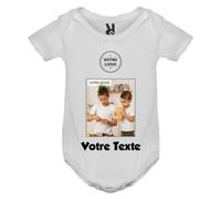 YONACREA - Créez Votre Body Bébé Manches Courtes Personnalisé avec Texte et Photo
