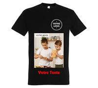 YONACREA - Créez Votre T-Shirt Enfant Personnalisé avec Texte ou Photo - Plusieurs possibilités de Personnalisation - Noir - Taille 2 Ans