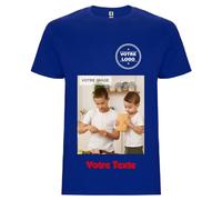 YONACREA - Créez Votre T-Shirt Personnalisé avec Texte ou Photo - Plusieurs possibilités de Personnalisation - Bleu - Taille XXL