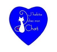 YONACREA - MAGNET COEUR - J'habite chez mon Chat (BLEU)