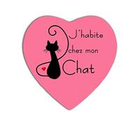 YONACREA - MAGNET COEUR - J'habite chez mon Chat (ROSE)