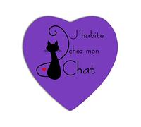 YONACREA - MAGNET COEUR - J'habite chez mon Chat (VIOLET)