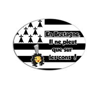 YONACREA - MAGNET OVALE - En Bretagne, il ne pleut que sur les cons !