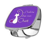 Yonacrea - Miroir de Poche - J'habite chez mon Chat - Violet