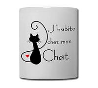 YONACREA - Mug Tasse - J'habite chez mon Chat