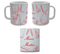 YONACREA - Mug Tasse - Merci Maître - Feuille Spirale - Cadeau Année Scolaire - ROUGE