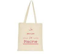 YONACREA - Sac Bandoulière - Tote Bag - Coton Biologique - Je peux pas j'ai Piscine - ROSE