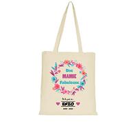 YONACREA - Sac Bandoulière - Tote Bag - Coton Biologique - Une Mamie Fabuleuse - Personnalisé avec le Prénom de vos enfants
