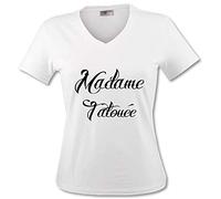 YONACREA - T-Shirt Col V Adulte - Madame Tatouée - S
