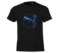 YONACREA T-Shirt Enfant Noir Corse Tête de Maure - 6 Ans - Bleu