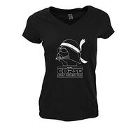 YONACREA T-Shirt Femme Col V Noir Que la Corse Soit avec toi - L - Blanc