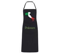 YONACREA - Tablier de Cuisine PERSONNALISABLE - Carte de l'Italie au couleur du drapeau - NOIR