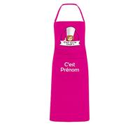 YONACREA - Tablier de Cuisine PERSONNALISABLE - C'est qui le Chef ? Logo Femme - FUCHSIA