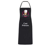 YONACREA - Tablier de Cuisine PERSONNALISABLE - C'est qui le Chef ? Logo Femme - NOIR