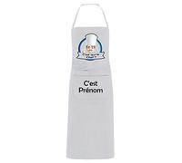 YONACREA - Tablier de Cuisine PERSONNALISABLE - C'est qui le Chef ? Logo homme - BLANC