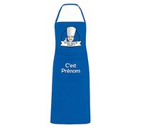 YONACREA - Tablier de Cuisine PERSONNALISABLE - C'est qui le Chef ? Logo homme - BLEU