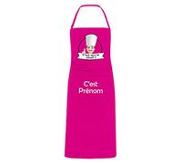 YONACREA - Tablier de Cuisine PERSONNALISABLE - C'est qui le Chef ? Logo homme - FUCHSIA