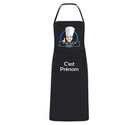 YONACREA - Tablier de Cuisine PERSONNALISABLE - C'est qui le Chef ? Logo homme - NOIR