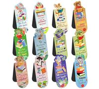 Yonality 12 Pièces Marque Page Magnetique, thème mignon animaux, avec dictons sur la lecture, Fournitures de Lecture pour Étudiants Enseignants Enfants, cadeaux de fête d'anniversaire d'enfants