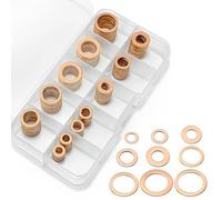 Yonality 200 pièces Rondelle Cuivre Joint Vidange Assortiment Kit, Rondelles Plates, Joint Torique avec Boîte pour L'étanchéité, 9 tailles de M5 M9 M8 M10 M12 M14, pour Moteur de Bateau de Voiture