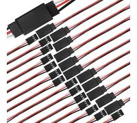 Yonality 25 pièces JR style servo extension câble wire cord, cable rallonge pour servo recepteur RC 12cm/17cm/32cm/52cm/62cm, 30 core 26 AWG, 3 broches fiche mâle à femelle pour aéronef télécommandé