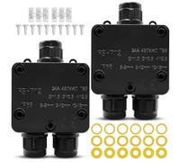Yonality boîte de dérivation étanche ip68, 2 pièces boite de derivation etanche exterieur, connecteur étanche 3 voies connecteurs boîtier électrique extérieur, pour câble de diamètre 5-15 mm (noir)
