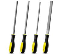 Yonality Jeu de limes metal 4 pièces, 200mm Outil de Lime 8 pouces, comprenant lime plate, lime ronde, lime demi ronde et limes triangulaires, pour le métal, le Raffinage, le Façonnage et le Grattage