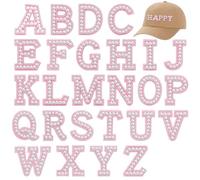 Yonality lot de 26 écussons lettres autocollantes en strass, patch lettres en perles, a - z, lettres en tissu collant,pour vêtements chapeaux chaussures fournitures d'artisanat de bricolage