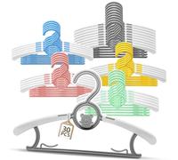 Yonality Lot de 30 cintres Extensibles pour Enfants 28cm-36cm, cintres bébé Plastique antidérapants avec Crochets empilables Forme d'ours, 5 Couleurs, gagnez de la Place, pour Pantalon et Jupe