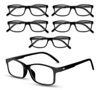 Yonality Lot de 6 Lunettes de Lecture Hommes Femme, Lunettes de Lecture Comfort Vision, anti lumiere bleue, Lecteurs stylés en forme carrée, Lunettes Loupe Monture Legere, +1.5, 2.0, 2.5
